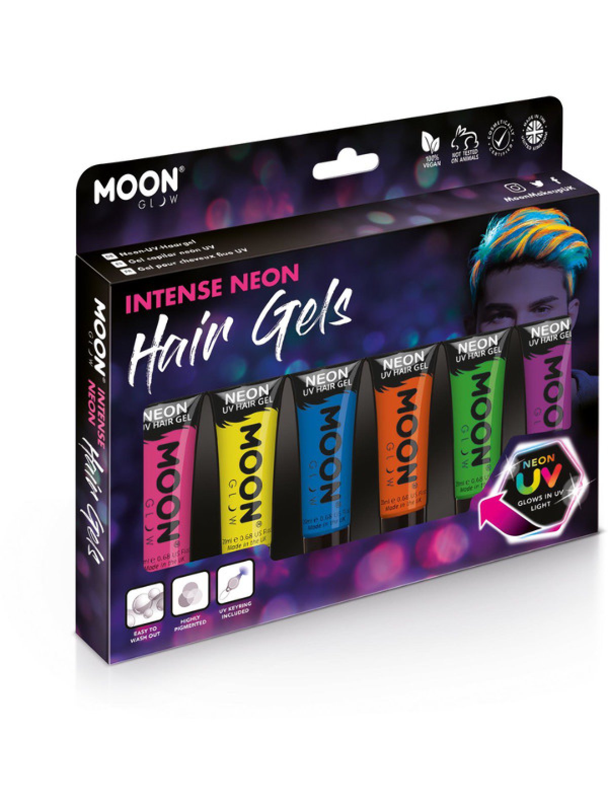 Moon Glow Intense Neon UV Hair Gel M36091 Costume Make Up