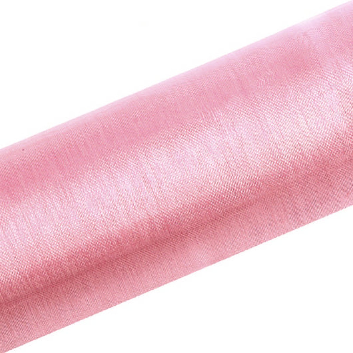 Blomster Rosa Organza Stoff Kjøp Organza Stoffrull Lyserosa Online