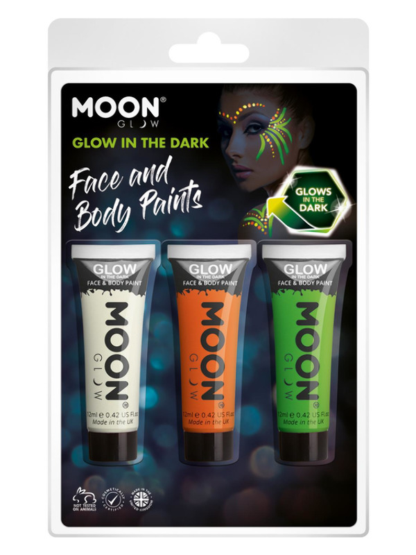Moon Glow In The Dark Face Paint M41583 Costume Make Up Moon Glow In The Dark Face Paint M41583 Costume Make Up